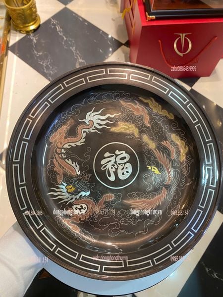 Mâm bồng 30cm khảm ngũ sắc