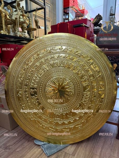 Mặt trống đồng 90cm dát vàng