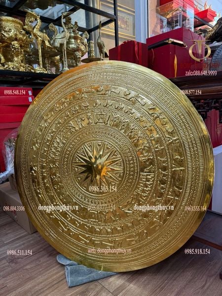 Mặt trống đồng 90cm dát vàng