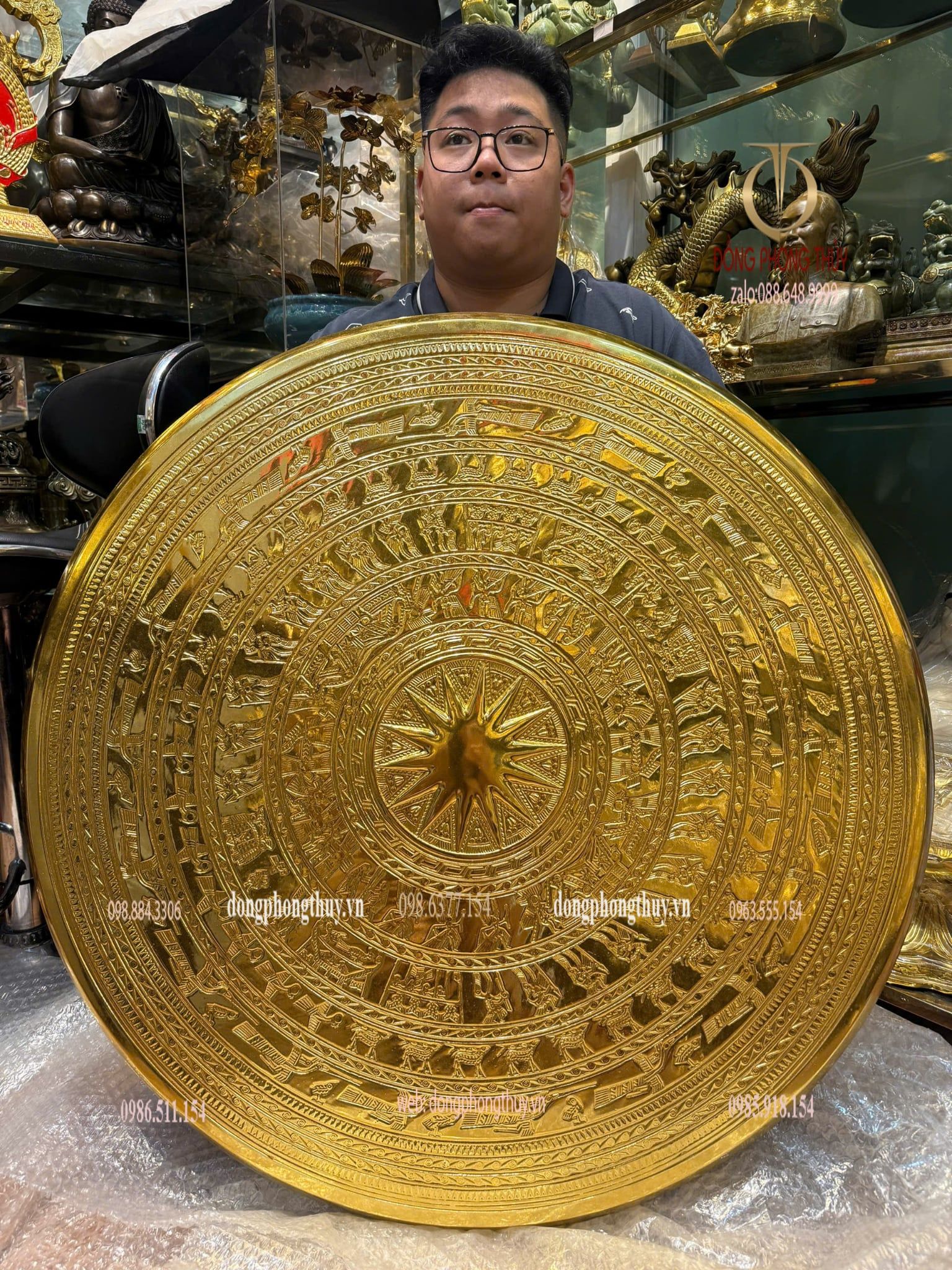 Mặt trống đồng dát vàng nano