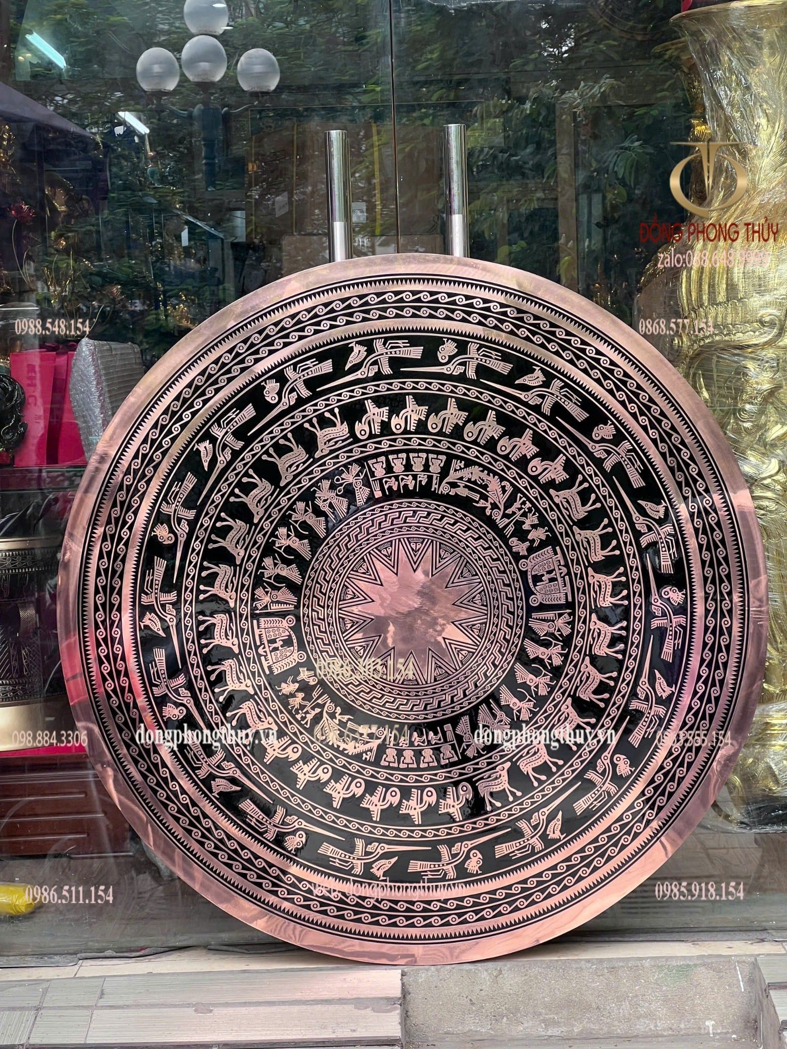 Mặt trống đồng ăn mòn đồng đỏ đường kính 1m