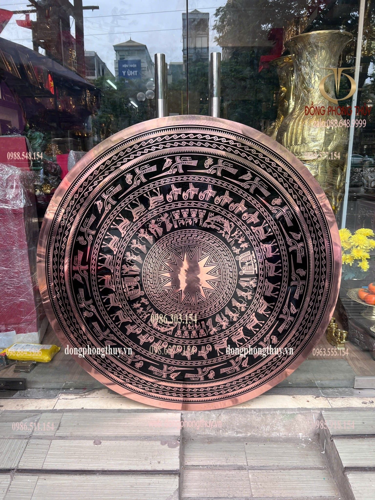 Mặt trống đồng ăn mòn đồng đỏ đường kính 1m