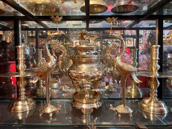 Bộ đỉnh đồng ngũ sự Sòi 60cm cát tút