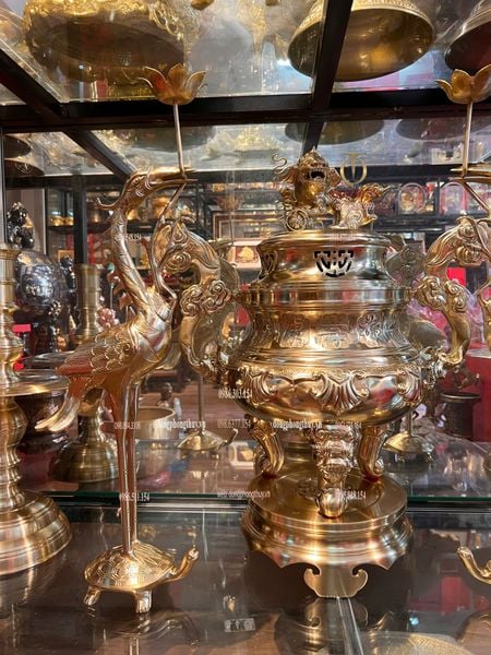 Bộ đỉnh đồng ngũ sự Sòi 60cm cát tút