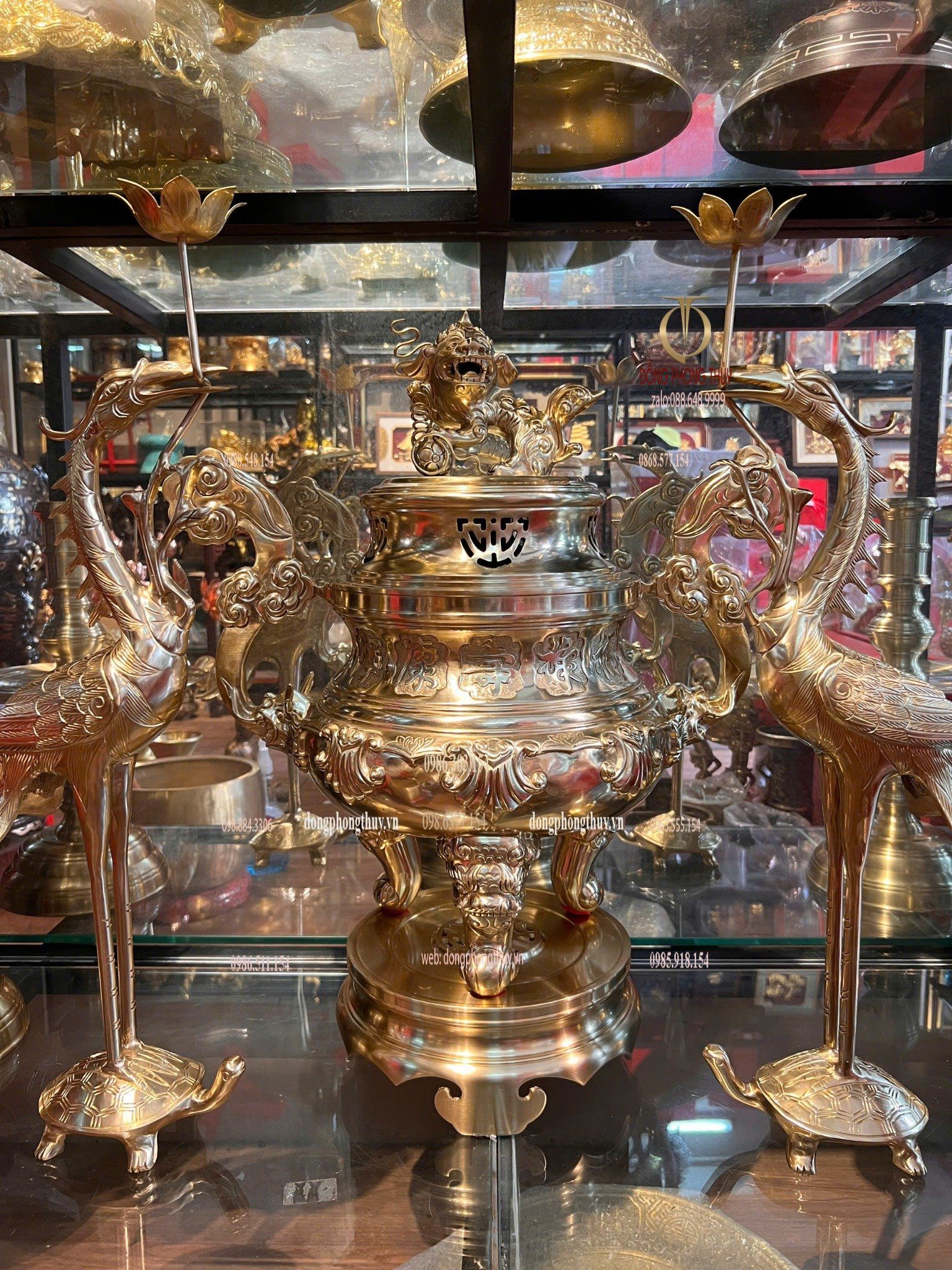 Bộ đỉnh đồng ngũ sự Sòi 60cm cát tút