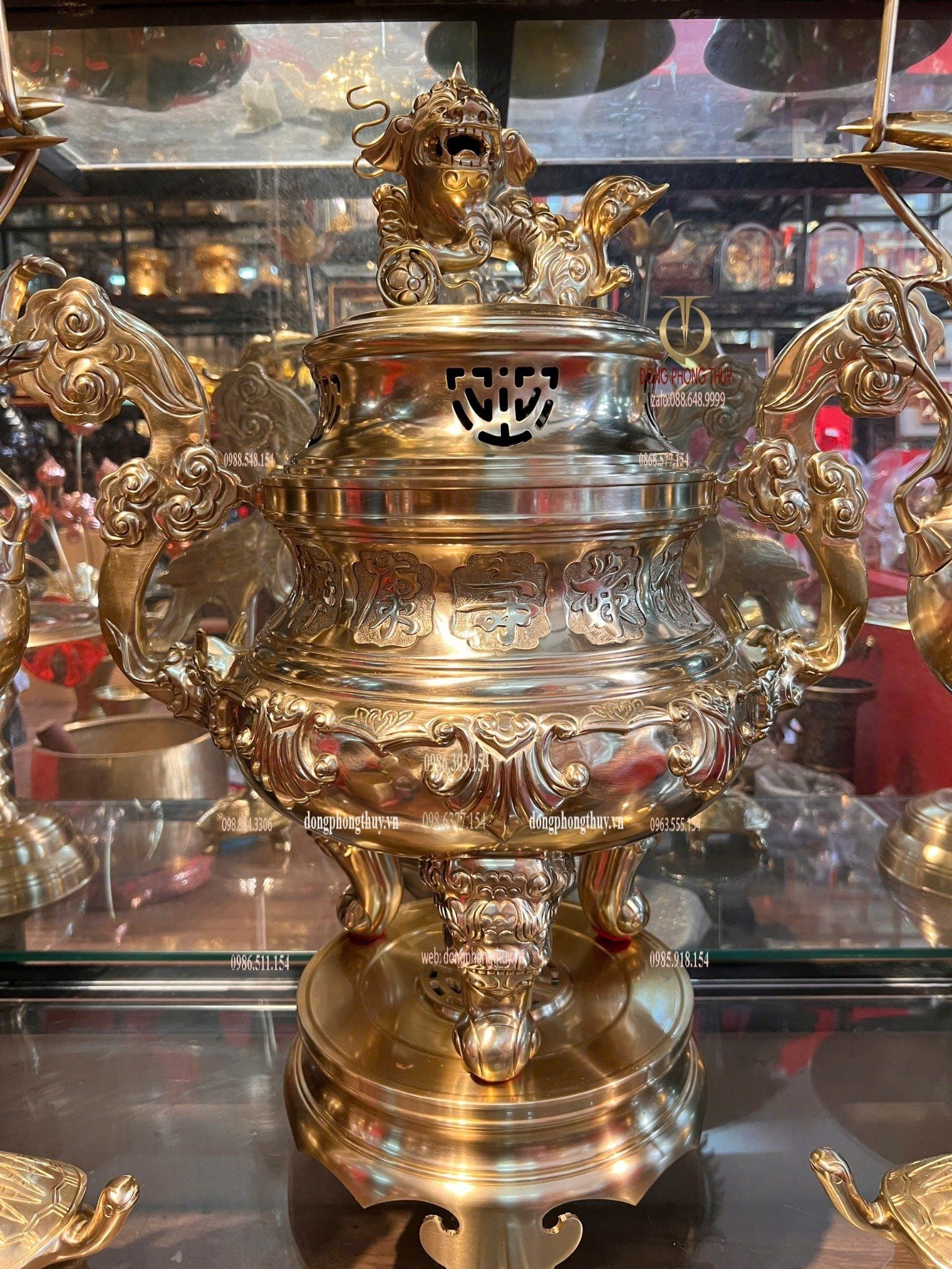 Bộ đỉnh đồng ngũ sự Sòi 60cm cát tút