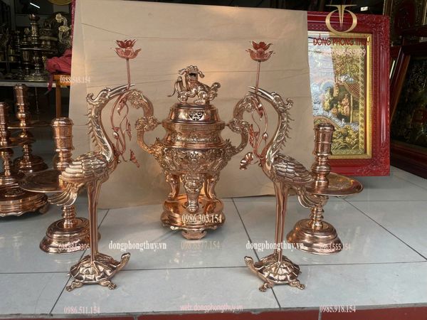 Bộ đỉnh đồng song long 65cm nặng 48kg ngũ sự
