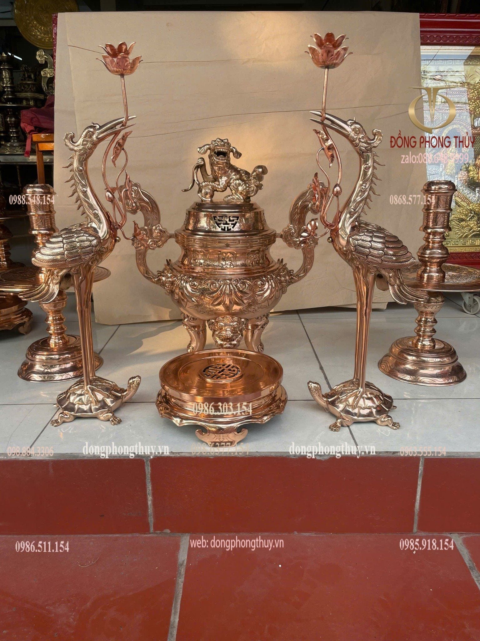 Bộ đỉnh đồng sòi 65cm nặng 48kg ngũ sự