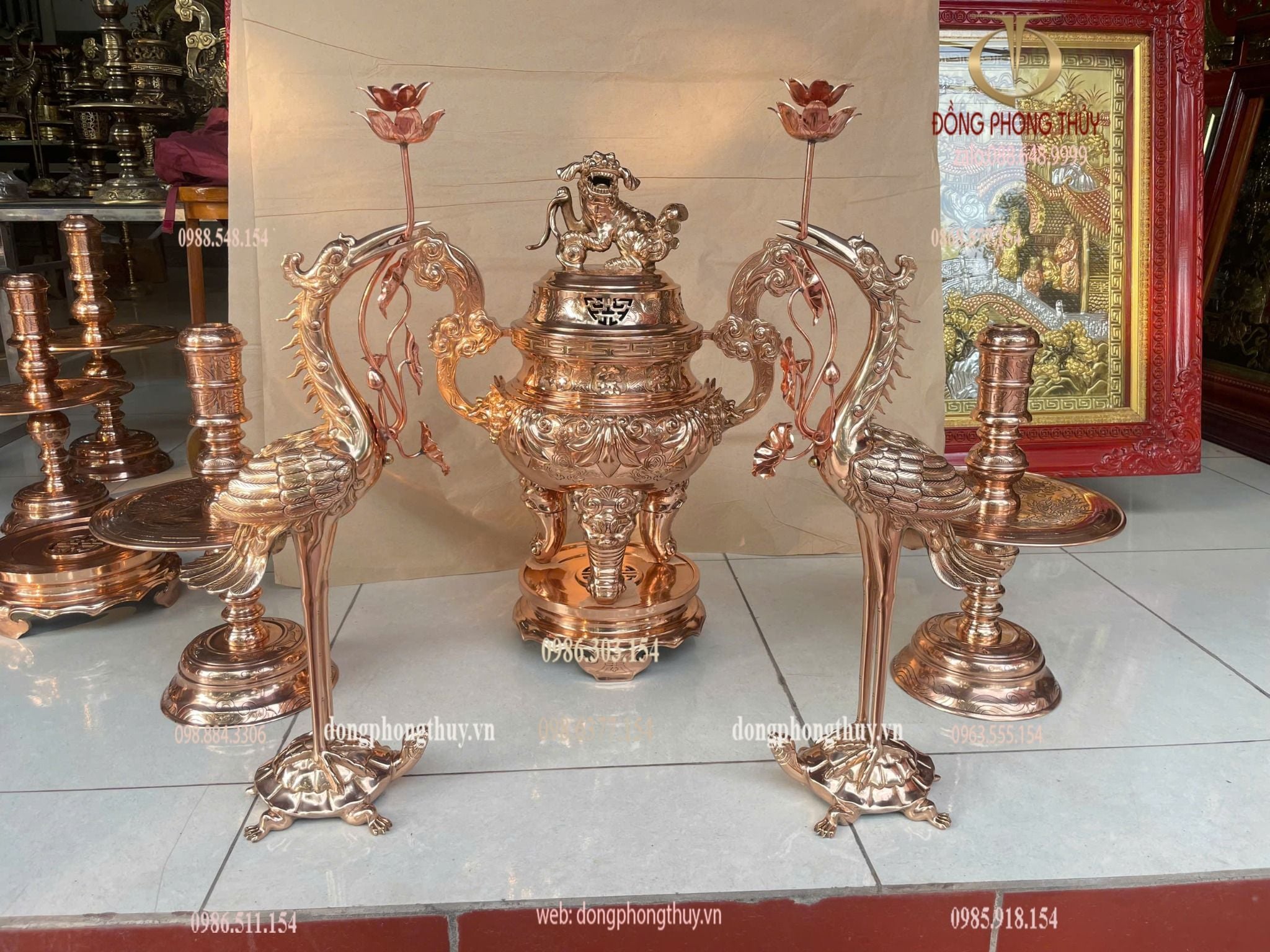 Bộ đỉnh đồng sòi 65cm nặng 48kg ngũ sự