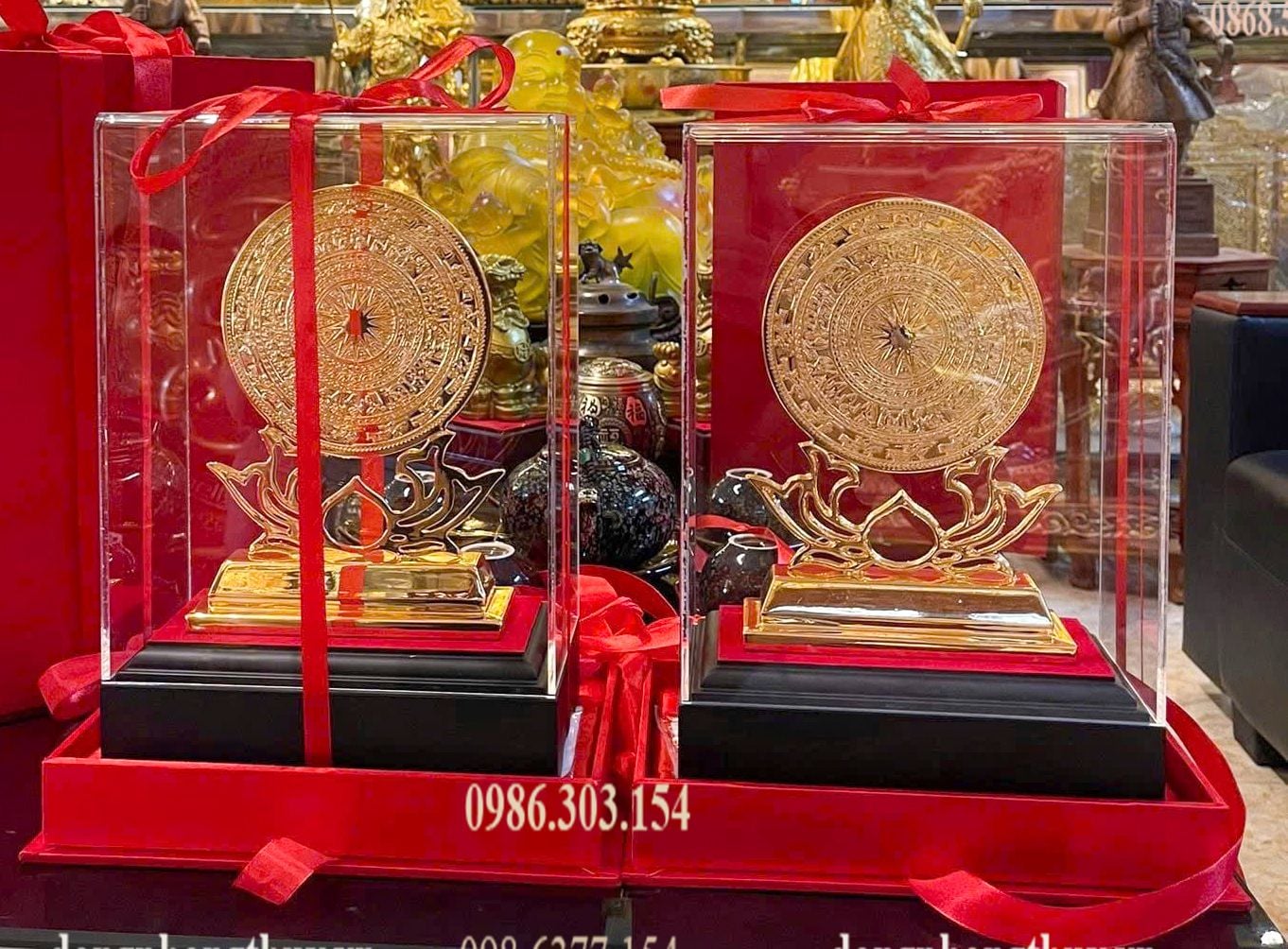 Quà lưu niệm: đĩa trống đồng lưu niệm để bàn