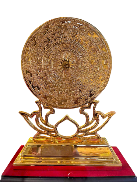 Quà lưu niệm: trống đồng lưu niệm dát vàng nano