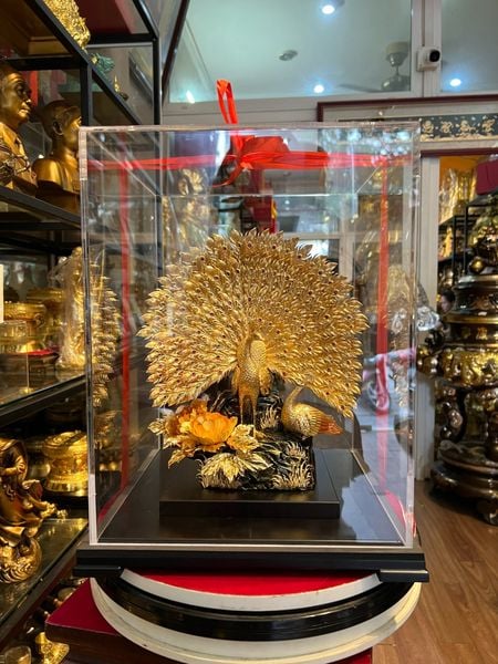 Quà tặng mạ vàng: chim công khổng tước mạ vàng 24k