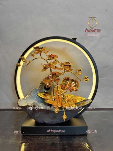 Quà tặng mạ vàng 24k-chậu hoa lan đèn led