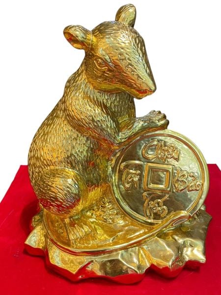 Quà tặng vip: Tượng chuột bằng đồng dát vàng 24k cao 22