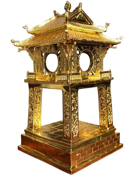 Quà tặng mạ vàng Khuê Văn Các bằng đồng dát vàng 24k