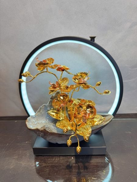 Quà tặng mạ vàng 24k-chậu hoa lan đèn led