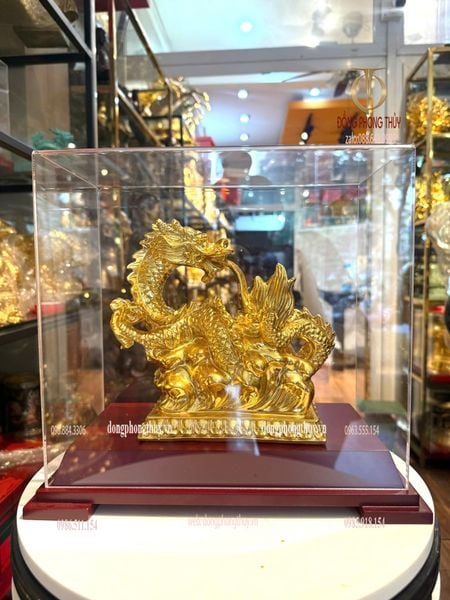 Quà tặng-Tượng rồng bằng đồng dát vàng 24k