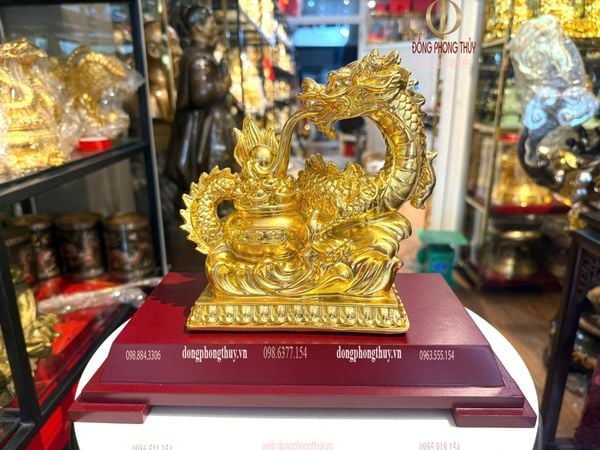 Quà tặng-Tượng rồng bằng đồng dát vàng 24k