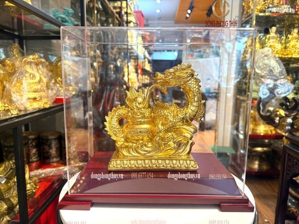 Quà tặng-Tượng rồng bằng đồng dát vàng 24k