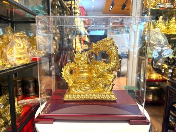 Quà tặng-Tượng rồng bằng đồng dát vàng 24k