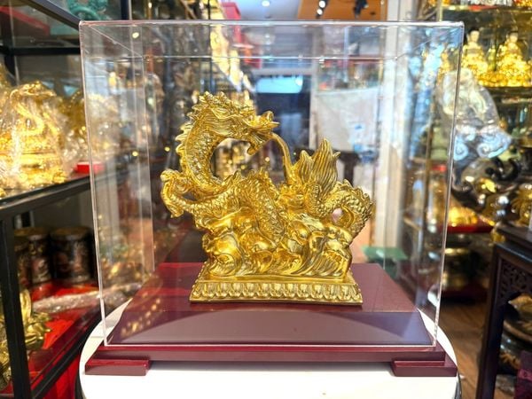 Quà tặng-Tượng rồng bằng đồng dát vàng 24k