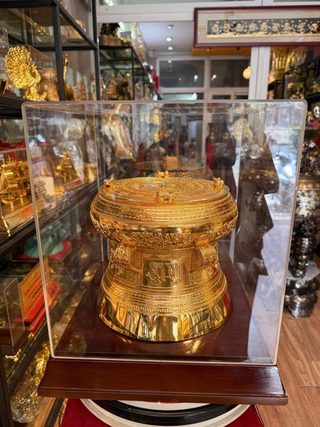Trống đồng 25cm mạ vàng 24k
