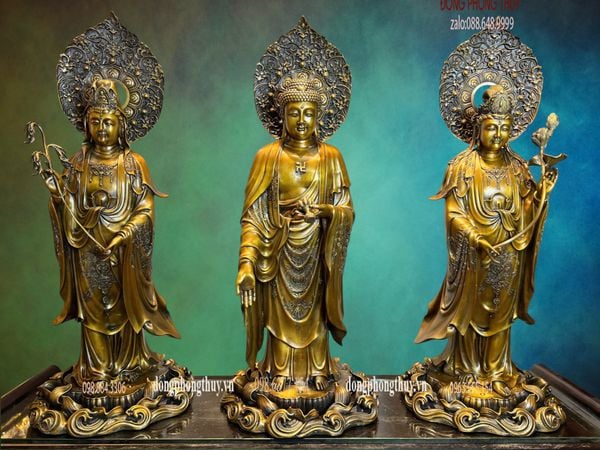 Tượng phật Tây Phương Tam Thánh cao 80cm
