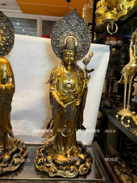 Tượng Tây phương tam thánh cao 80cm bằng đồng
