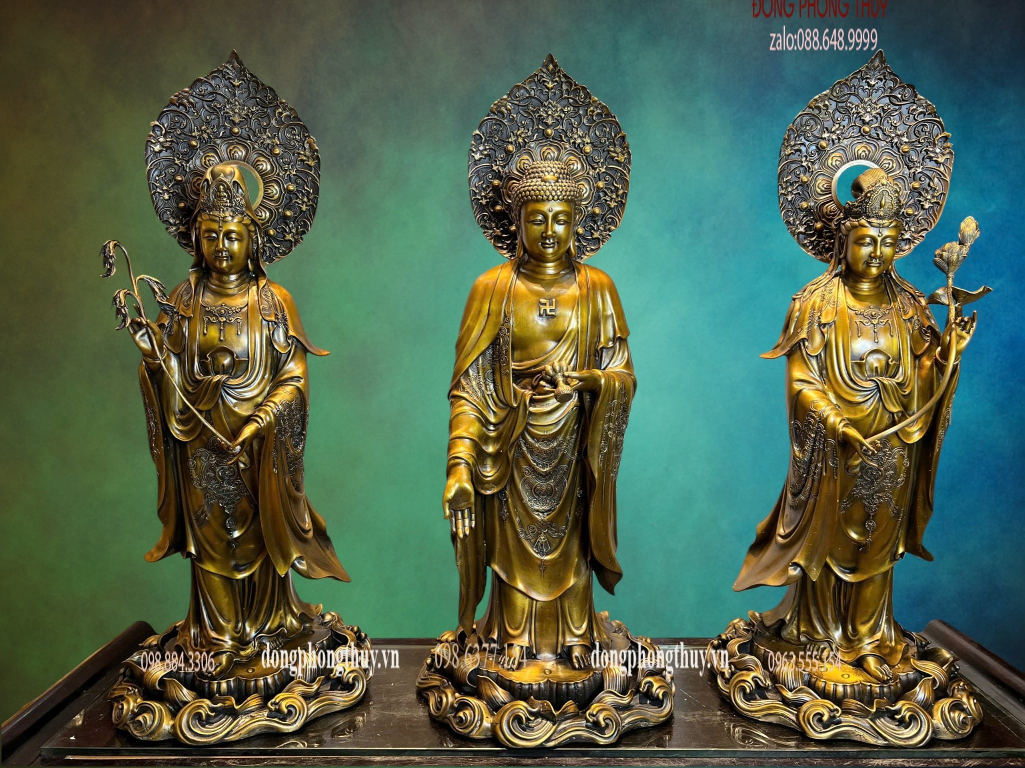 Tượng phật Tây Phương Tam Thánh cao 80cm