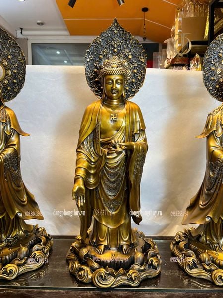 Tượng Tây phương tam thánh cao 80cm bằng đồng