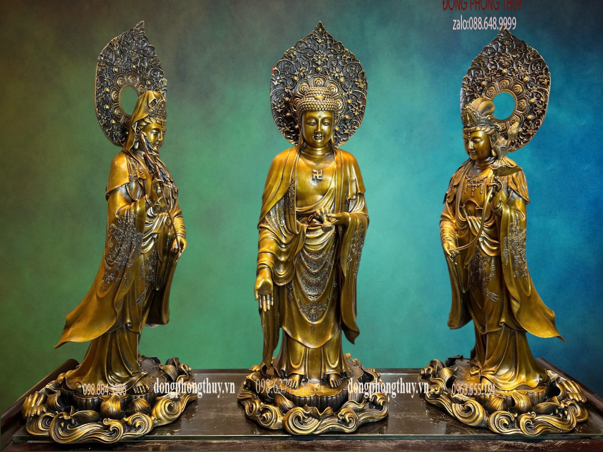 Tượng phật Tây Phương Tam Thánh cao 80cm