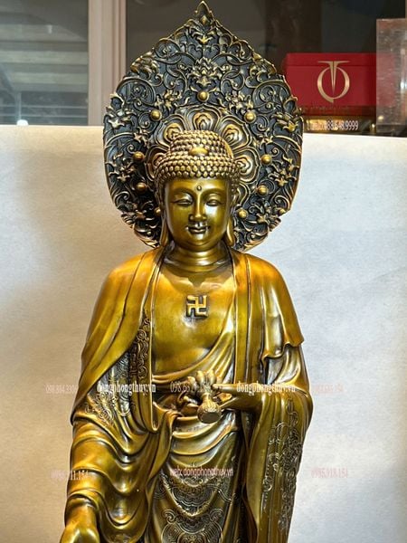 Tượng Tây phương tam thánh cao 80cm bằng đồng