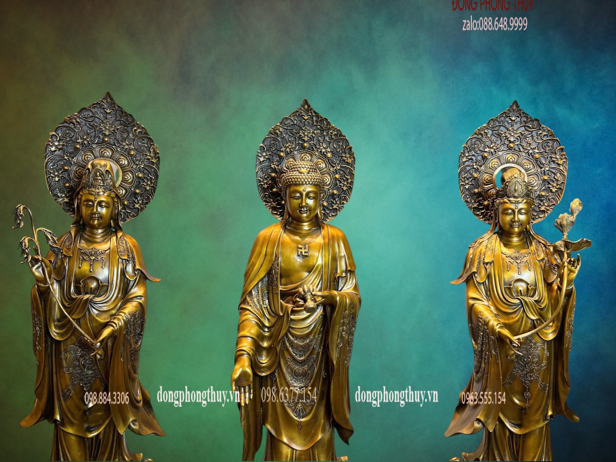 Tượng phật Tây Phương Tam Thánh cao 80cm