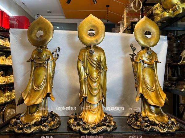 Tượng Tây phương tam thánh cao 80cm bằng đồng