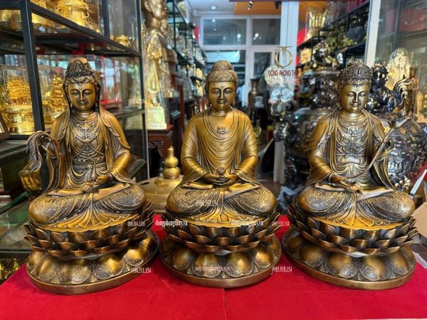 Tượng Tây Phương Tam Thánh- ta bà tam thánh cao 30 nặng 6kg/bức