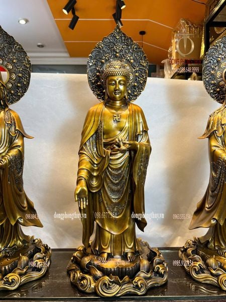Tượng Tây phương tam thánh cao 80cm bằng đồng