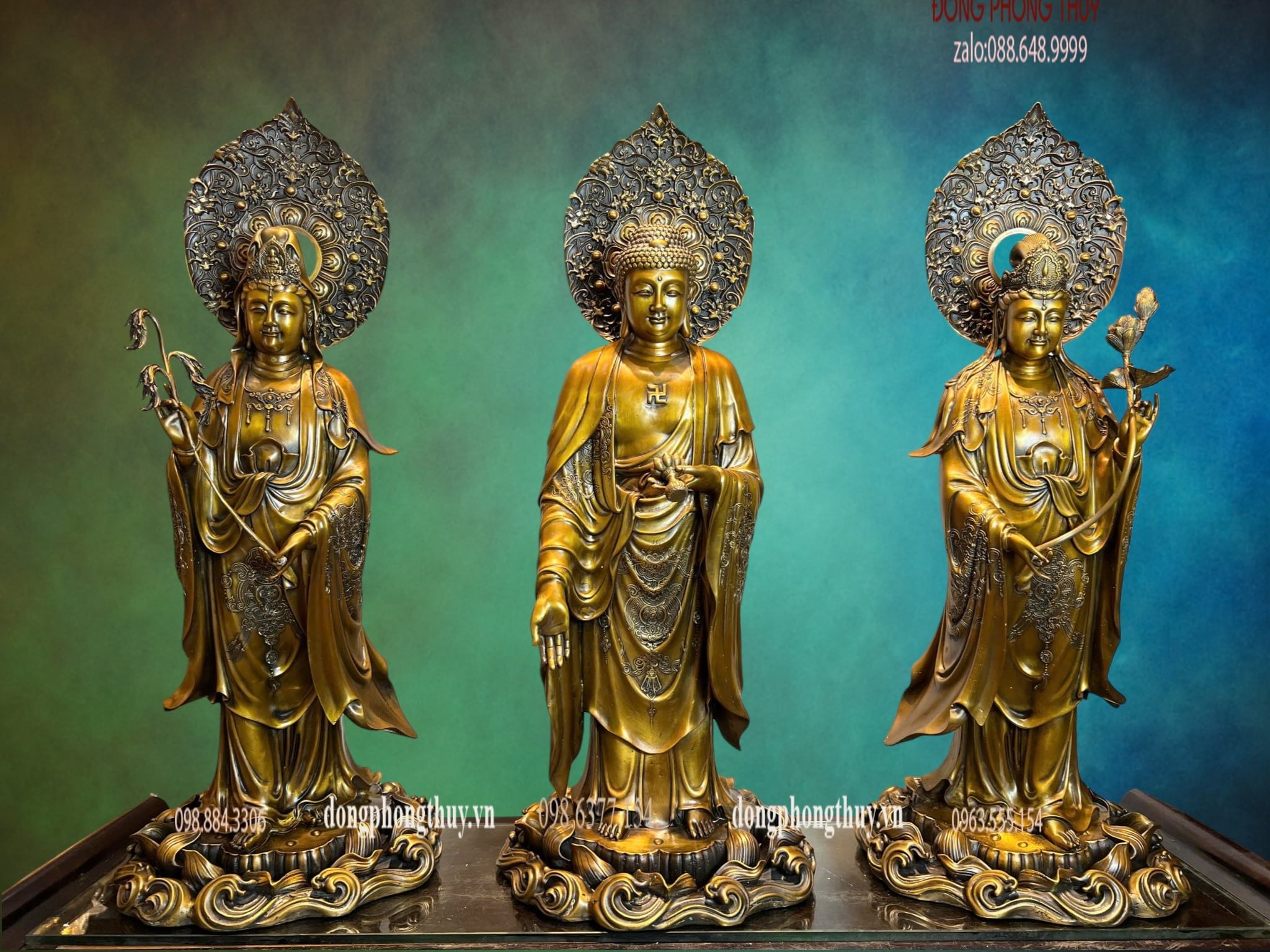 Tượng phật Tây Phương Tam Thánh cao 80cm