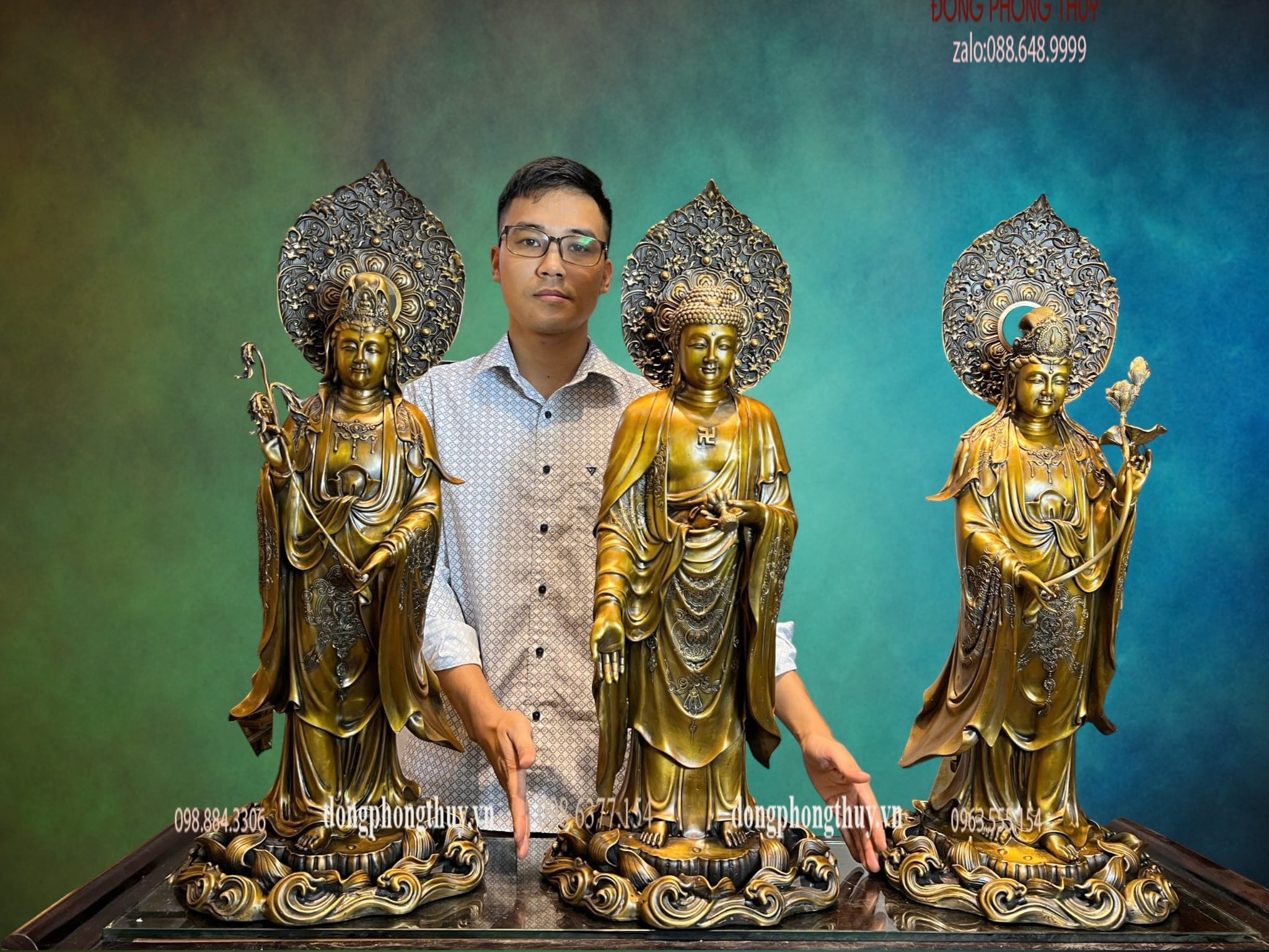 Tượng phật Tây Phương Tam Thánh cao 80cm
