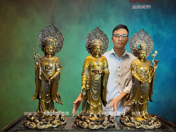 Tượng phật Tây Phương Tam Thánh cao 80cm
