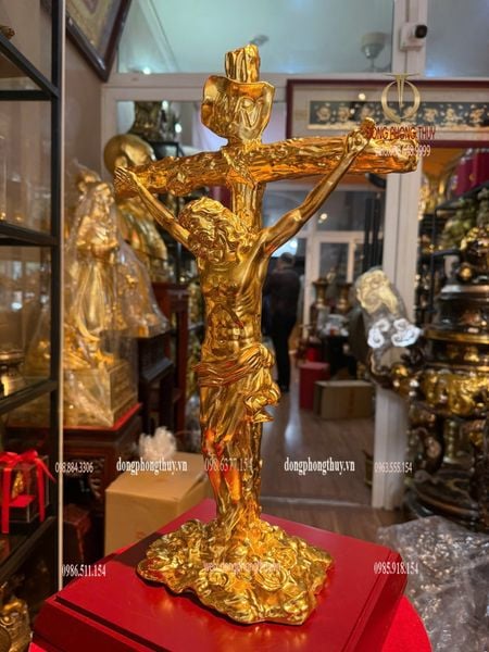 Tượng chúa jesu bằng đồng dát vàng 24k