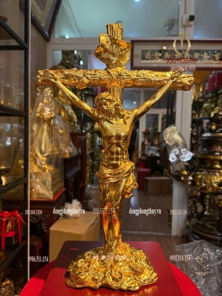 Tượng chúa jesu bằng đồng dát vàng 24k