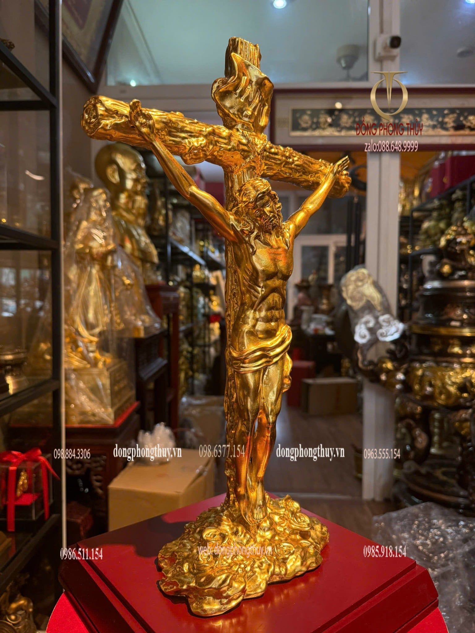 Tượng chúa jesu bằng đồng dát vàng 24k