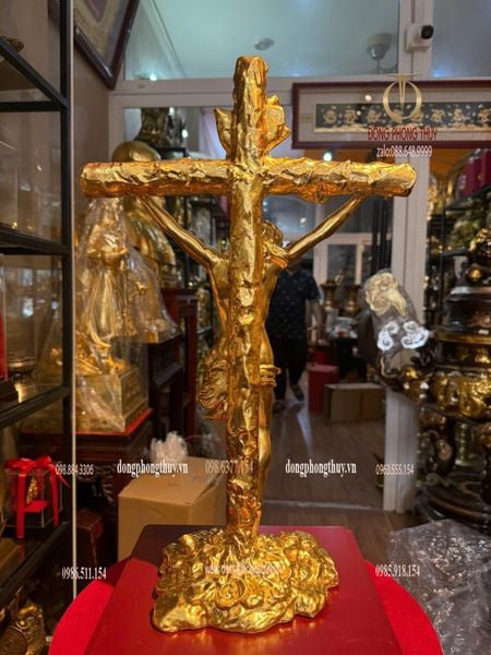 Tượng chúa jesu bằng đồng dát vàng 24k