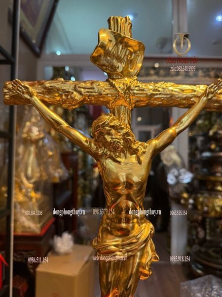 Tượng chúa jesu bằng đồng dát vàng 24k