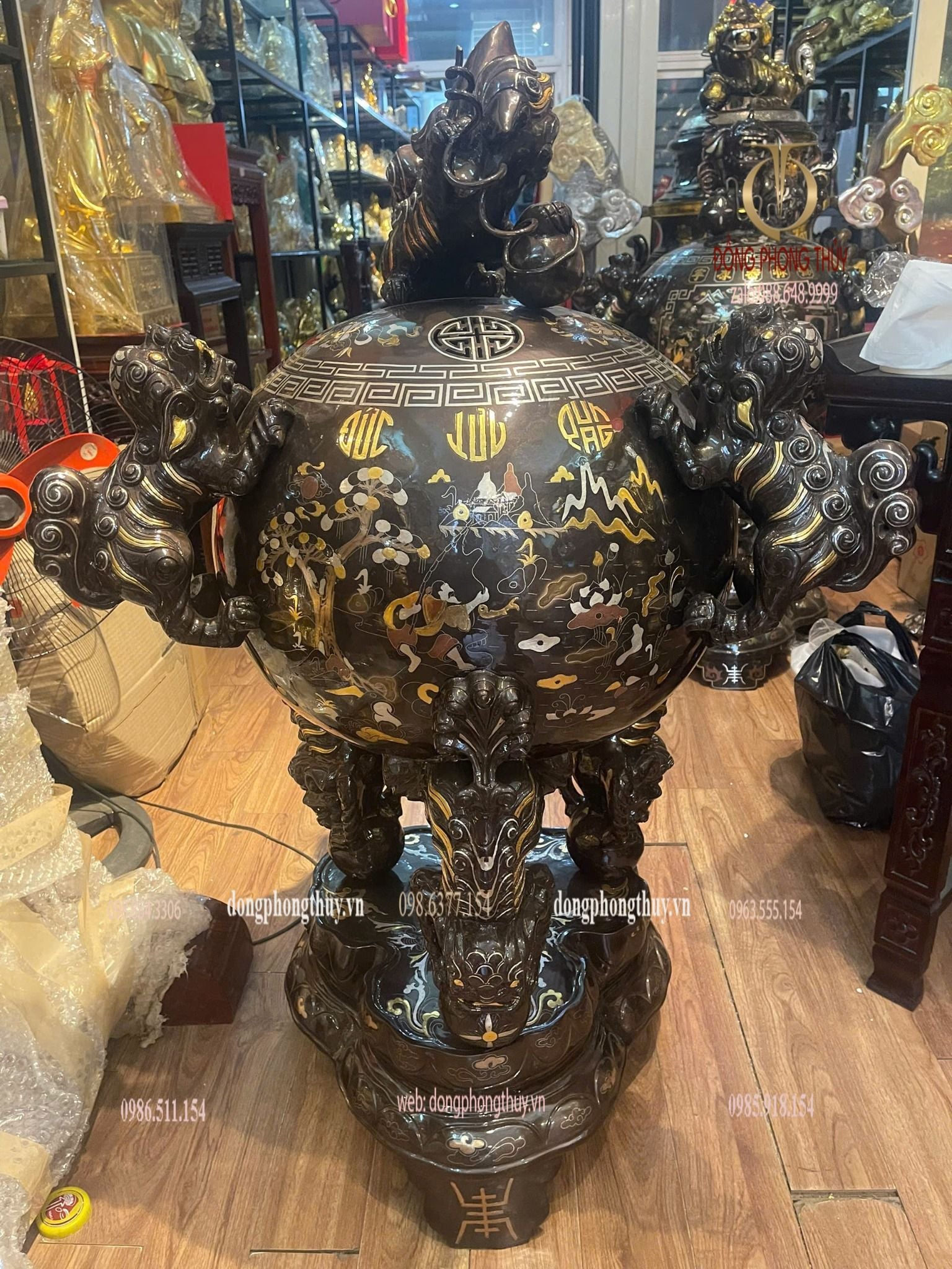 Thất lân vờn cầu 1m2 chữ việt khảm tam khí