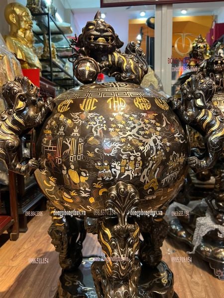 Thất lân vờn cầu 1m2 chữ việt khảm tam khí