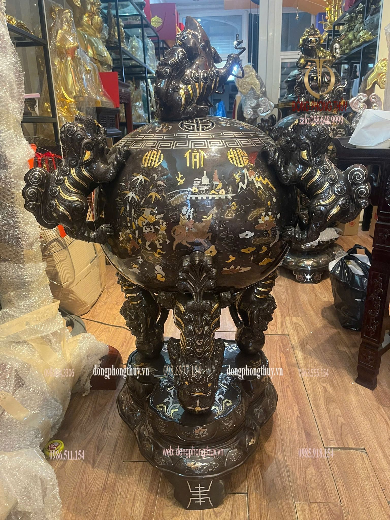 Thất lân vờn cầu 1m2 chữ việt khảm tam khí