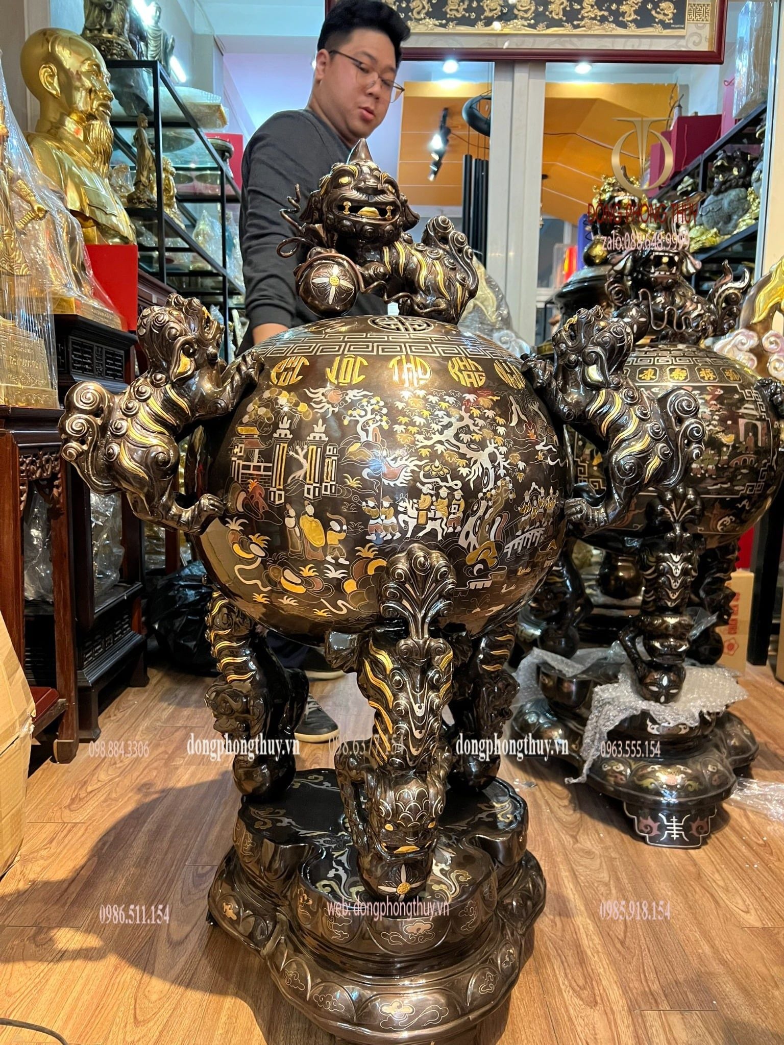 Thất lân vờn cầu 1m2 chữ việt khảm tam khí