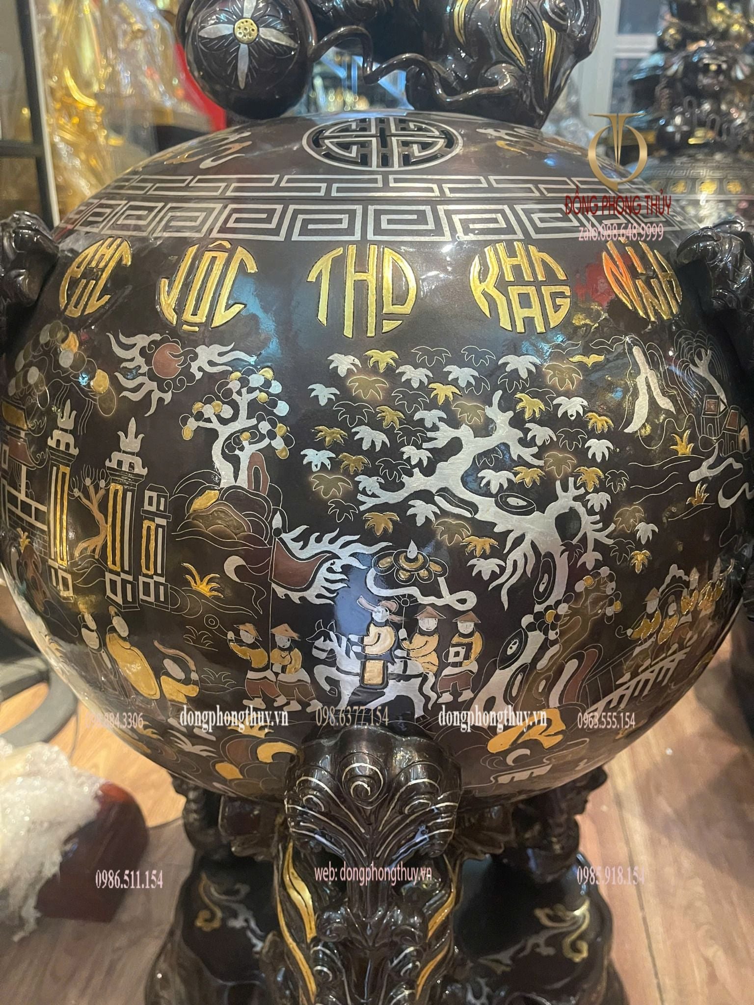 Thất lân vờn cầu 1m2 chữ việt khảm tam khí