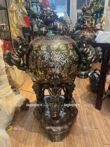 Thất lân vờn cầu 1m2 chữ việt khảm tam khí